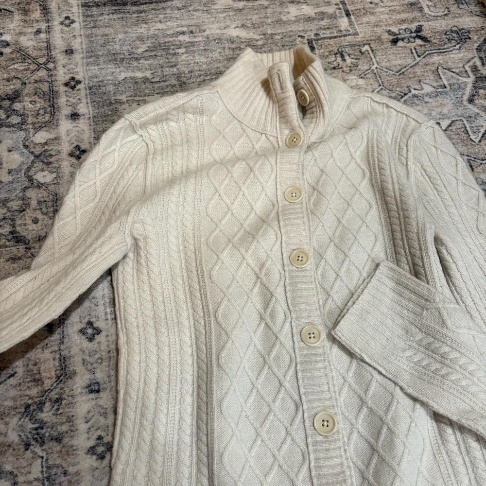 INHABIT Cashmere cable knit Long Sleeve Cardigan Size S cream